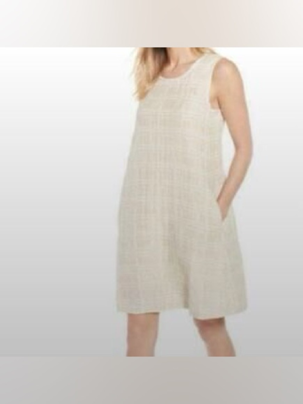 Eileen Fisher Sleeveless Cream Shift Dress